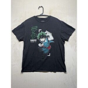 Funimation My Hero Academia Men’s L Deku Graphic Print T-Shirt Black Cotton